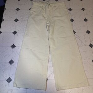 Banana Republic Wide Leg High Rise Corduroy Pants Cream Womens 31x12 NWT